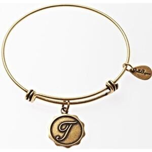 Bella Ryann T Adjustable Expandable Goldtone Wire Bangle Bracelet Initial